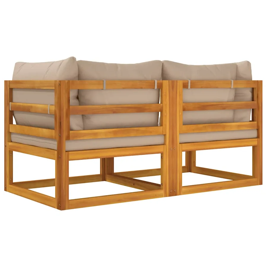 Sectional Corner Sofas 2 pcs Taupe Cushions Acacia Wood - 6