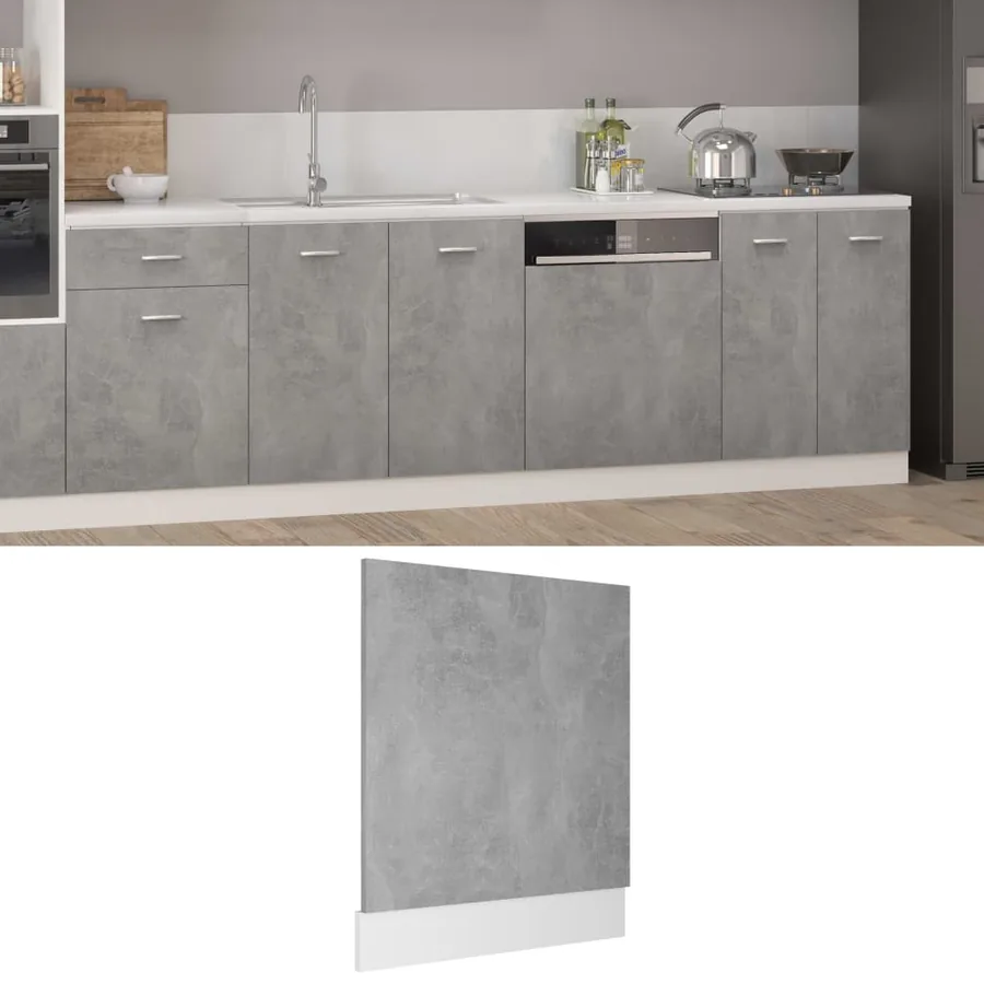 Panneau de lave-vaisselle "Lyon" Gris béton 59,5 x 3 x 67 cm Bois d'ingénierie
