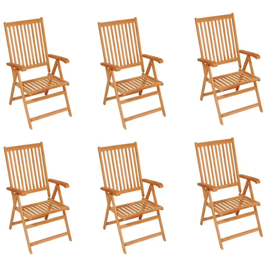 Chaises de jardin lot de 6 avec coussins vert Bois teck massif - 2