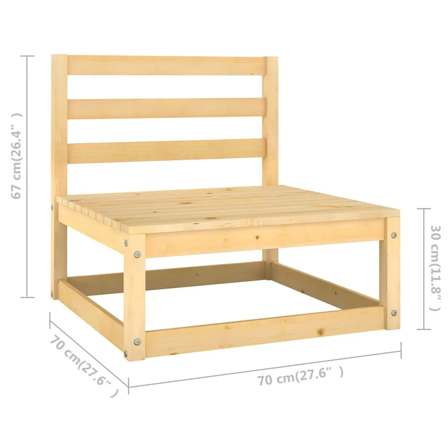 Salon de jardin 8 pcs avec coussins Bois de pin massif - 10