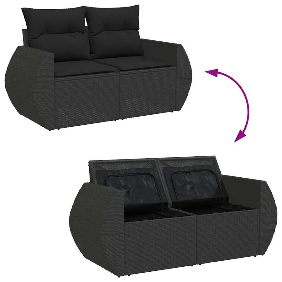 Salon de jardin 7 pcs avec coussins noir résine tressée 62 x 62 x 69 cm - 64,6 kg - 11