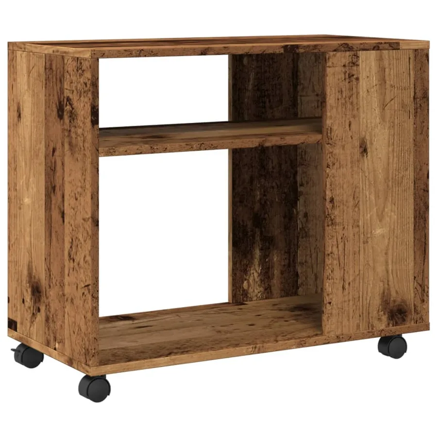 Table d'appoint avec roues vieux bois bois d'ingénierie - 7