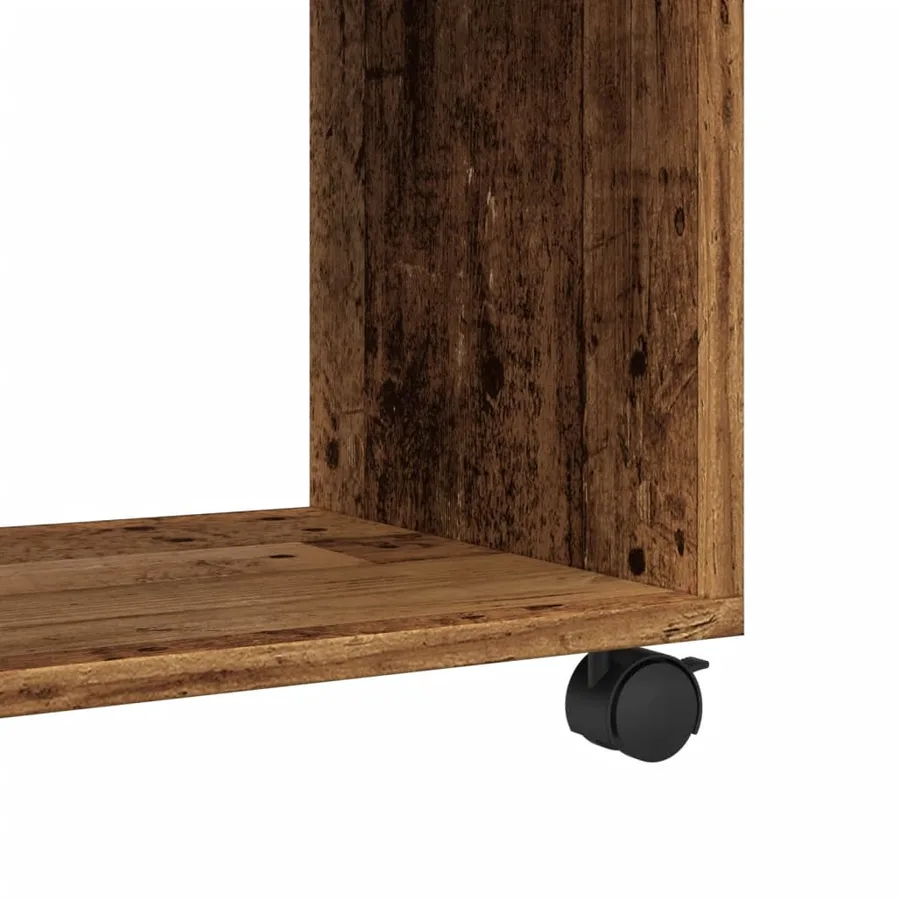 Table d'appoint avec roues vieux bois bois d'ingénierie - 8
