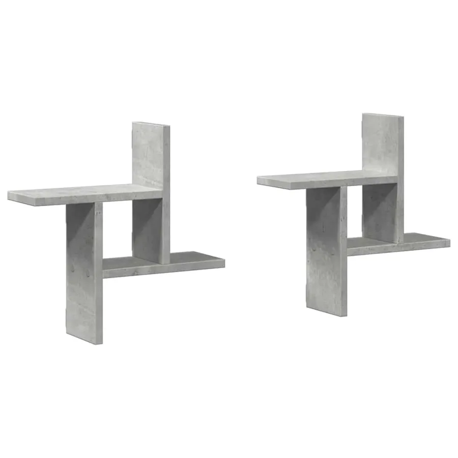 Étagères murales 2 pcs gris béton 38x12x38 cm bois d'ingénierie - 2