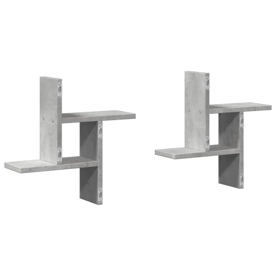 Étagères murales 2 pcs gris béton 38x12x38 cm bois d'ingénierie - 7