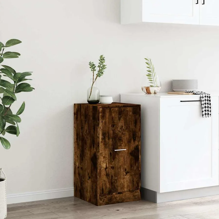 Armoire d'apothicaire chêne fumé 40x41x77,5cm bois d'ingénierie - 3
