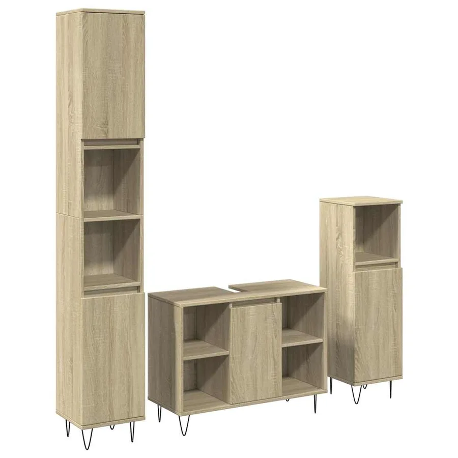 Ensemble de meubles de salle de bain 3 pcs chêne sonoma - 2