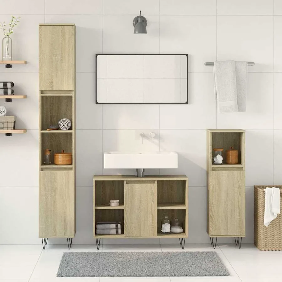 Ensemble de meubles de salle de bain 3 pcs chêne sonoma - 3