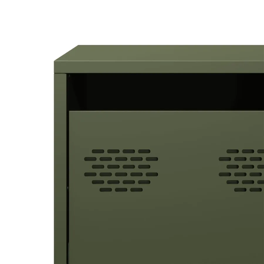 Meuble TV vert olive 135x39x43,5 cm acier laminé à froid - 10