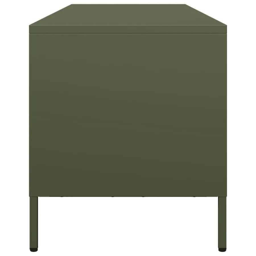 Meuble TV vert olive 135x39x43,5 cm acier laminé à froid - 6