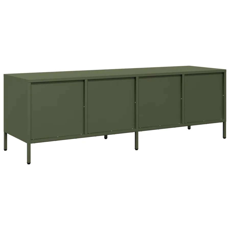 Meuble TV vert olive 135x39x43,5 cm acier laminé à froid - 7
