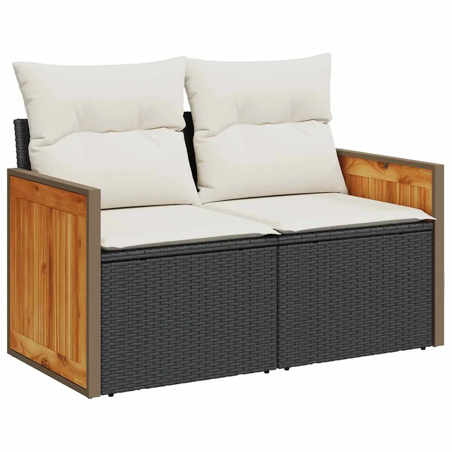 Salon de jardin 7 pcs avec coussins noir résine tressée 55 x 62 x 69 cm - 61,6 kg - 5