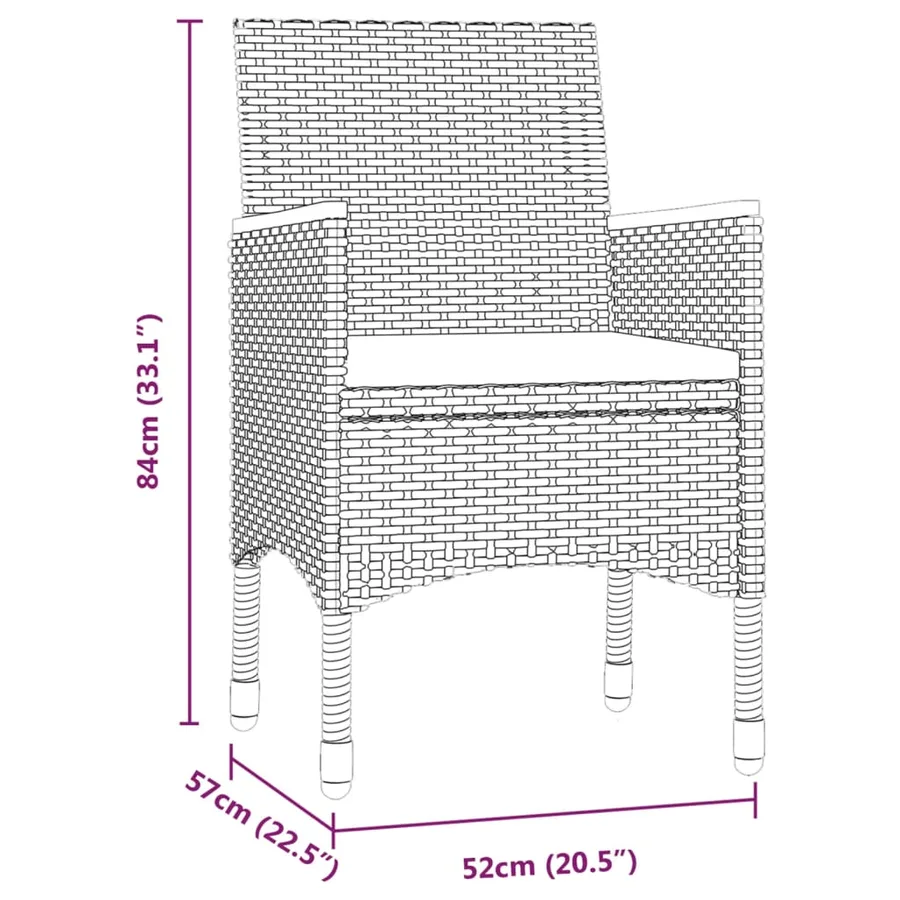Ensemble à manger de jardin et coussins 5pcs Gris/noir - 7