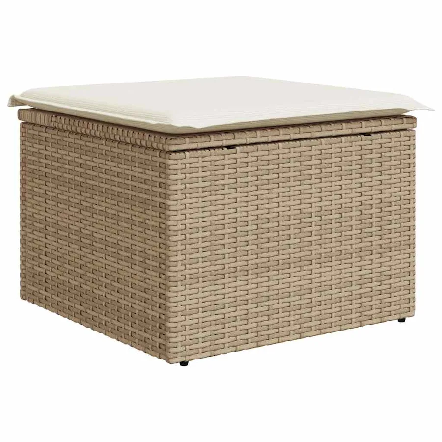 Salon de jardin avec coussins 7 pcs beige résine tressée - 5