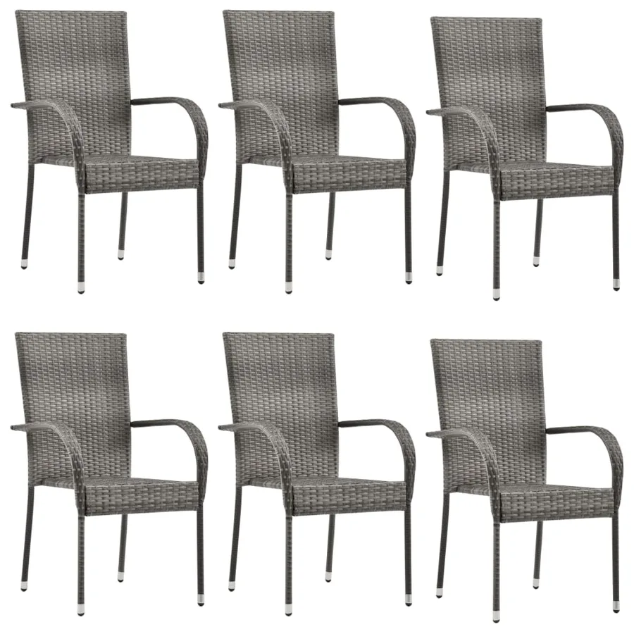 Ensemble à manger de jardin 7 pcs Résine tressée Gris - 3