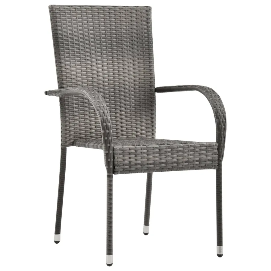 Ensemble à manger de jardin 7 pcs Résine tressée Gris - 4