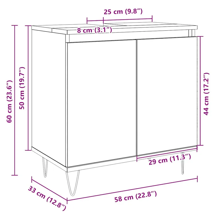 Armoire de bain chêne sonoma 58x33x60 cm bois d'ingénierie - 10