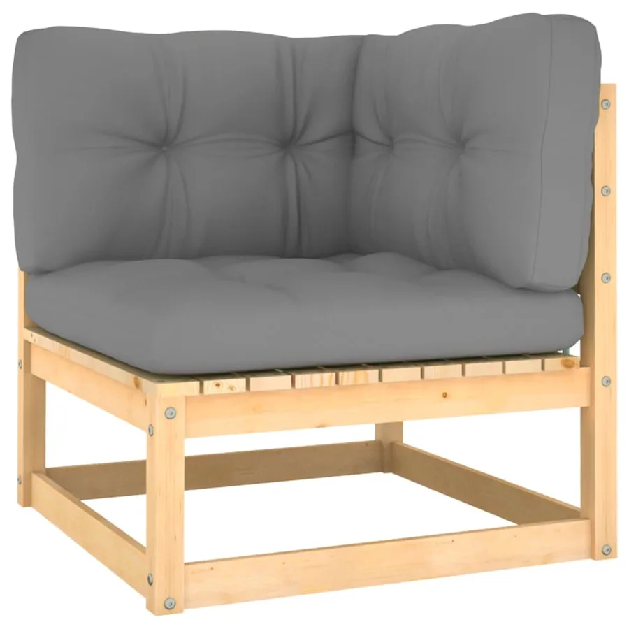 Salon de jardin 11 pcs avec coussins Bois de pin massif - 4