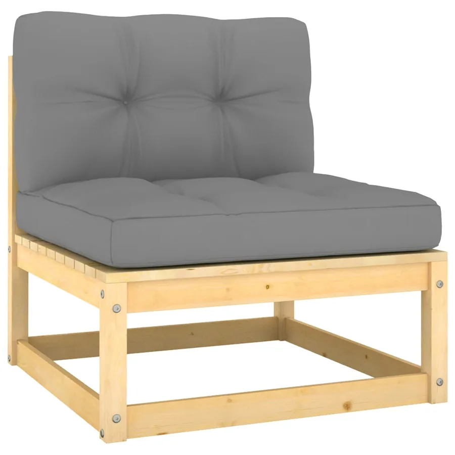 Salon de jardin 11 pcs avec coussins Bois de pin massif - 5