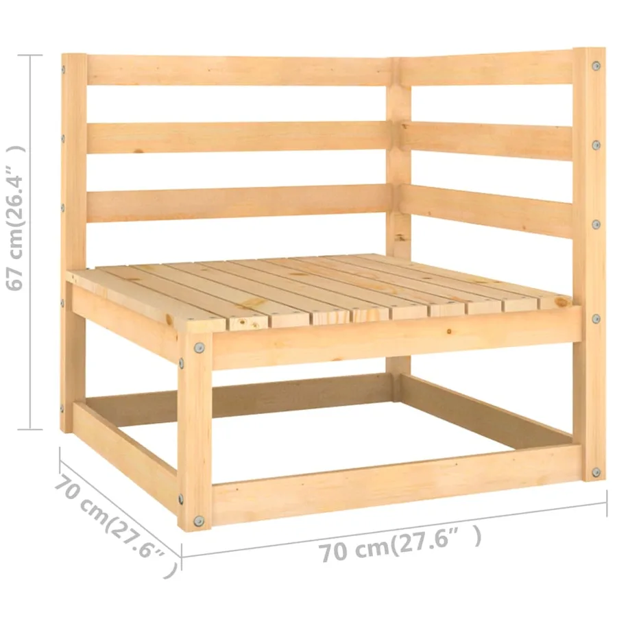Salon de jardin 11 pcs avec coussins Bois de pin massif - 8