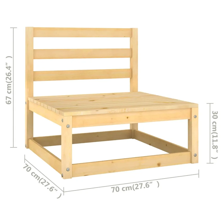 Salon de jardin 11 pcs avec coussins Bois de pin massif - 9