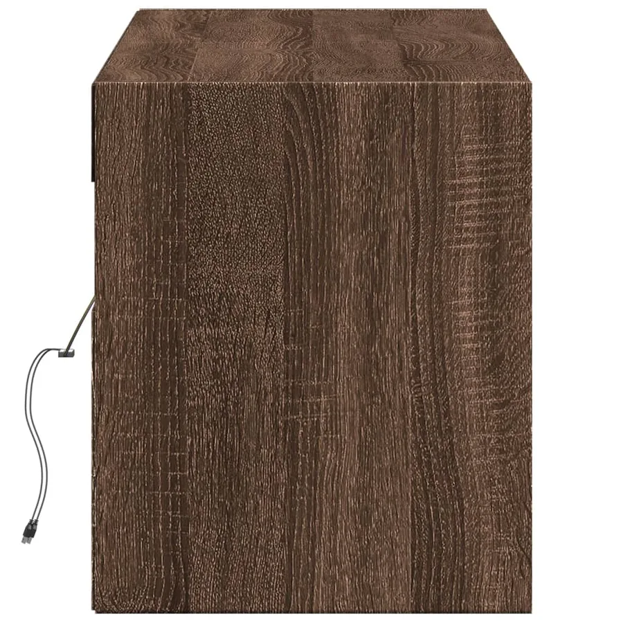 Meuble TV mural avec lumières LED chêne marron 140x31x38 cm - 7