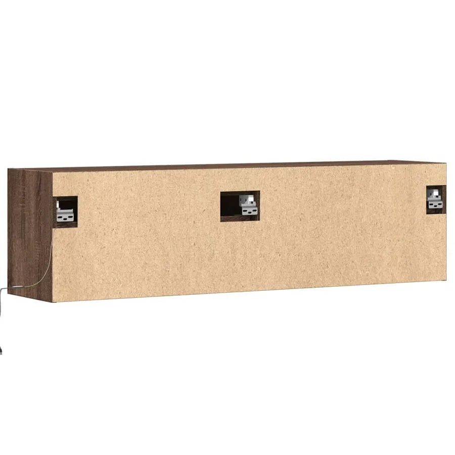 Meuble TV mural avec lumières LED chêne marron 140x31x38 cm - 8