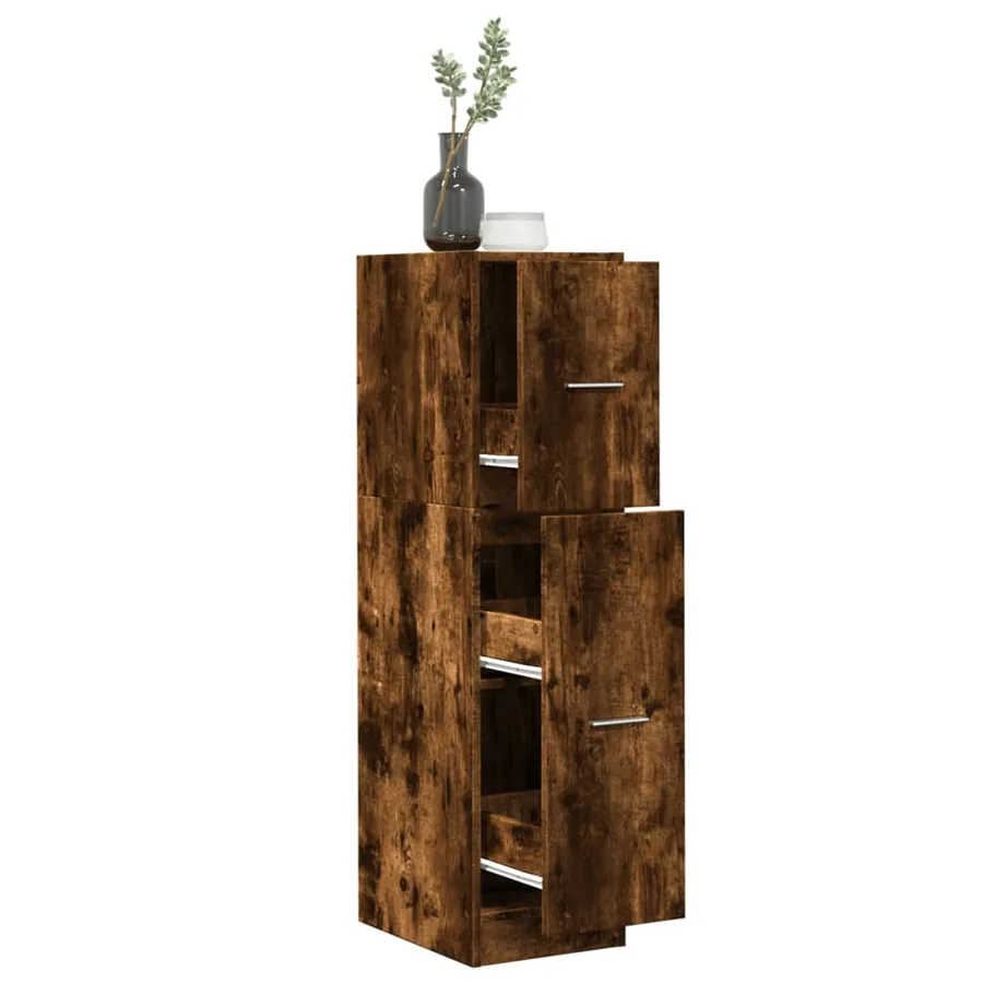 Armoire d'apothicaire chêne fumé 30x41x118 cm bois d'ingénierie