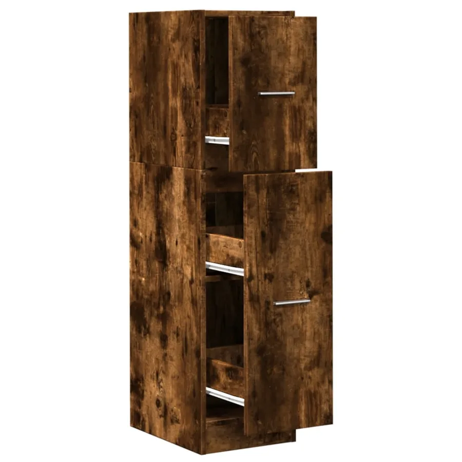 Armoire d'apothicaire chêne fumé 30x41x118 cm bois d'ingénierie - 2