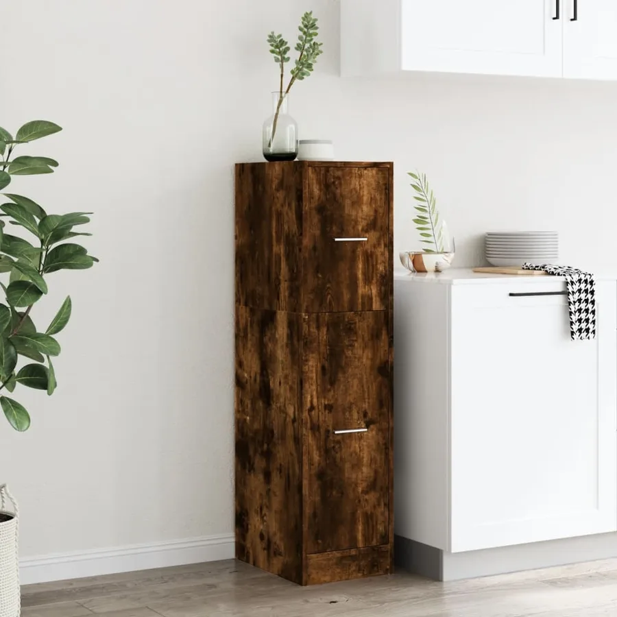 Armoire d'apothicaire chêne fumé 30x41x118 cm bois d'ingénierie - 3