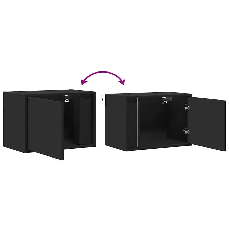 Tables de chevet murales avec lumières LED 2 pcs noir - 10