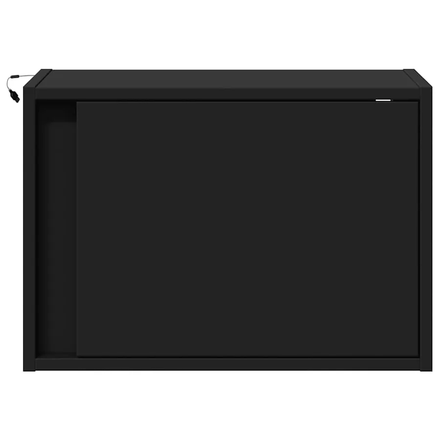 Tables de chevet murales avec lumières LED 2 pcs noir - 6