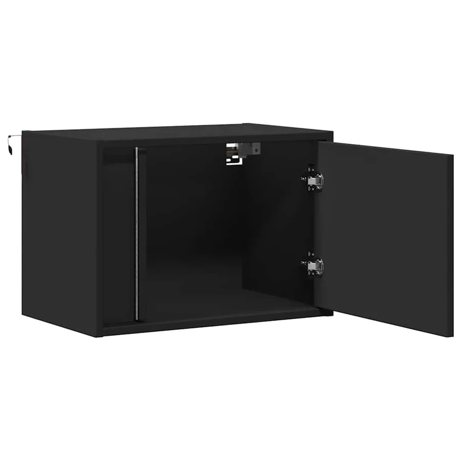 Tables de chevet murales avec lumières LED 2 pcs noir - 7