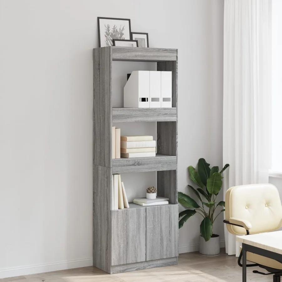Buffet haut 63x33x180 cm sonoma gris bois d'ingénierie - 3