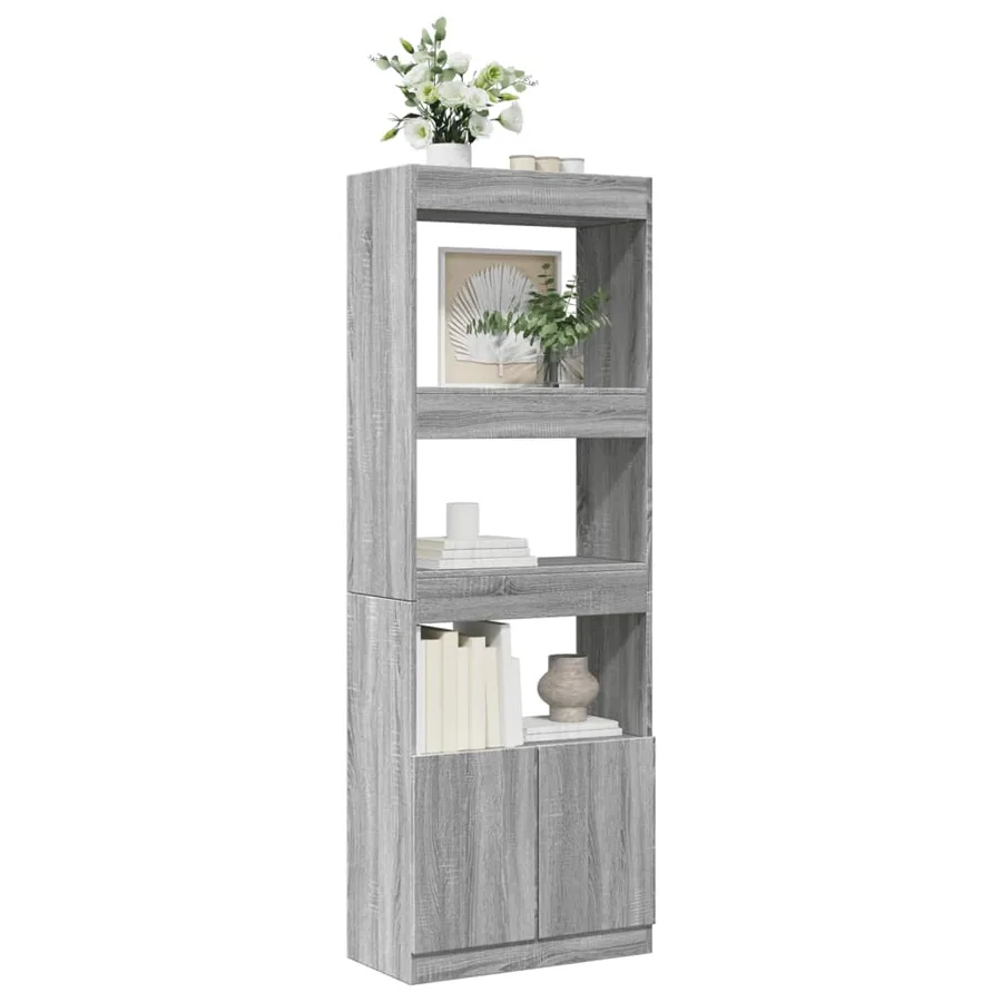 Buffet haut 63x33x180 cm sonoma gris bois d'ingénierie - 4