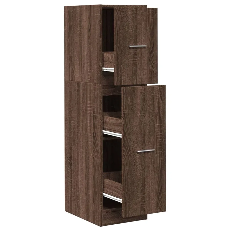 Armoire apothicaire chêne marron 30x41x118 cm bois d'ingénierie - 2