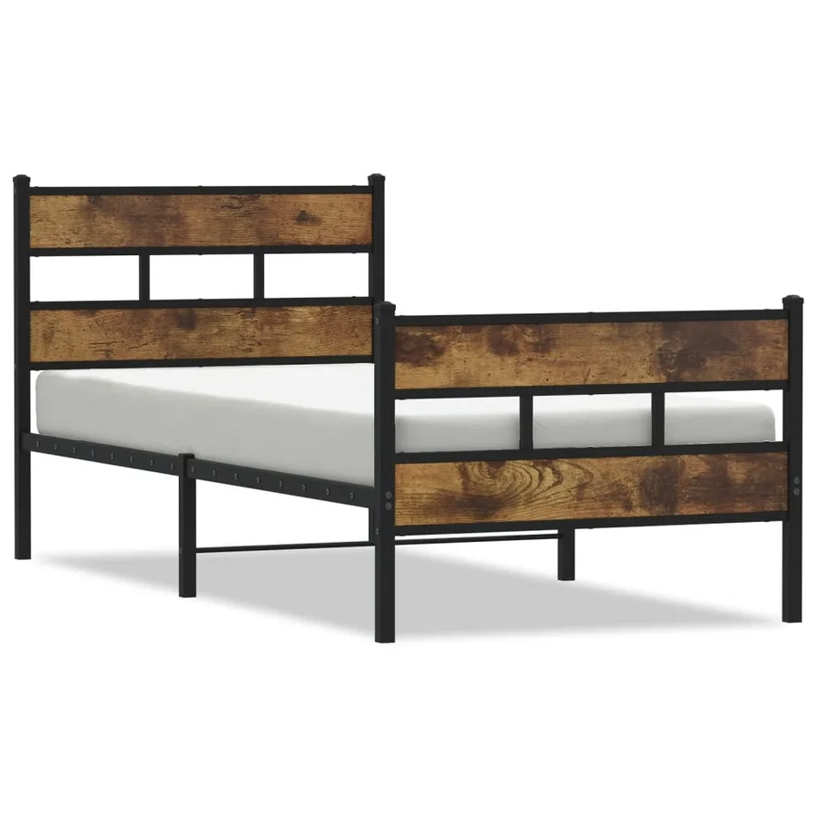 Cadre de lit en métal sans matelas chêne fumé 80x200 cm - 2