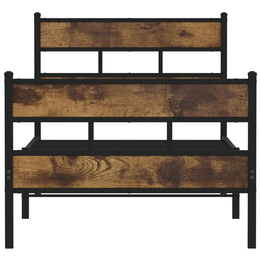 Cadre de lit en métal sans matelas chêne fumé 80x200 cm - 4