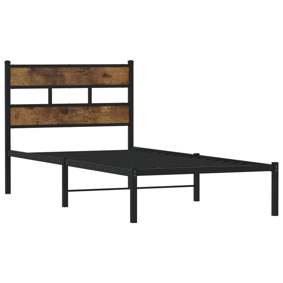 Cadre de lit en métal sans matelas chêne fumé 75x190 cm - 3