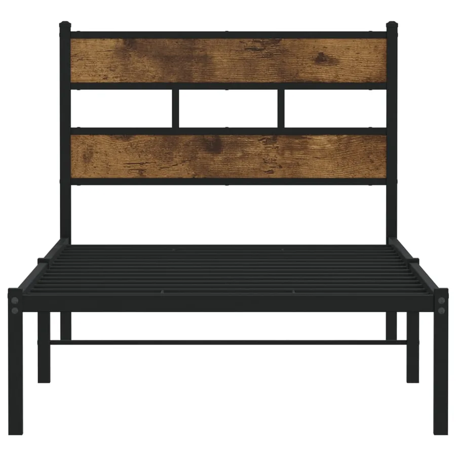 Cadre de lit en métal sans matelas chêne fumé 75x190 cm - 4