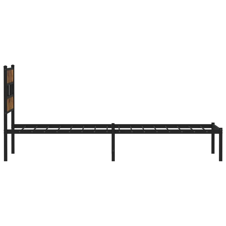Cadre de lit en métal sans matelas chêne fumé 75x190 cm - 5