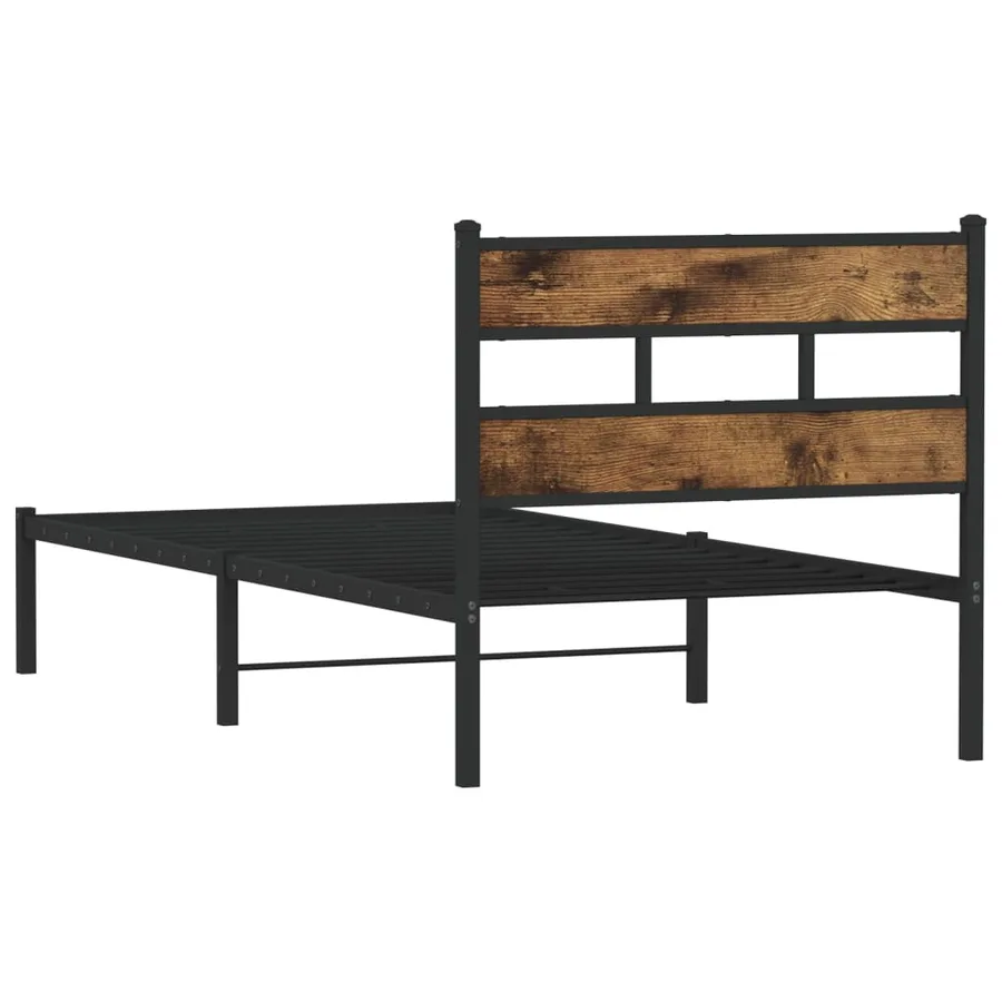 Cadre de lit en métal sans matelas chêne fumé 75x190 cm - 6