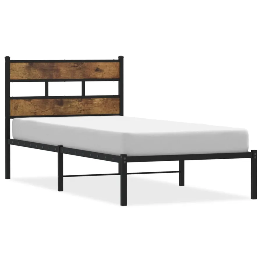 Cadre de lit en métal sans matelas chêne fumé 100x200 cm - 2