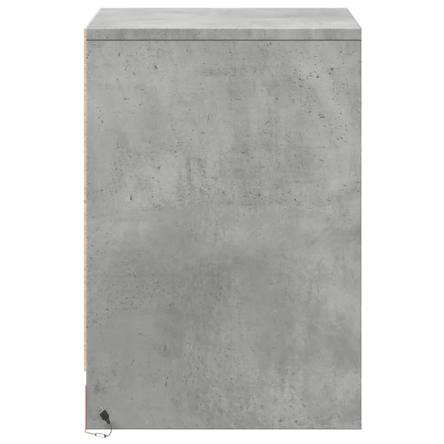 Armoire de chevet et lumières LED gris béton bois d'ingénierie - 7