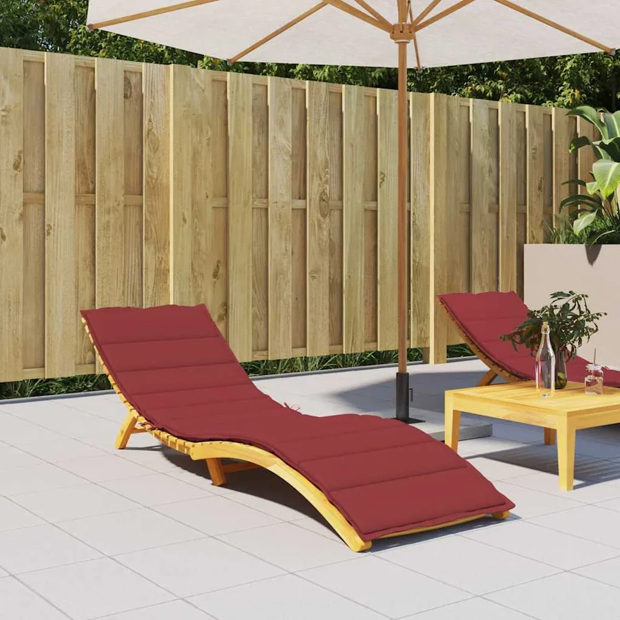 Coussin de chaise longue rouge bordeaux 200x70x3cm tissu oxford