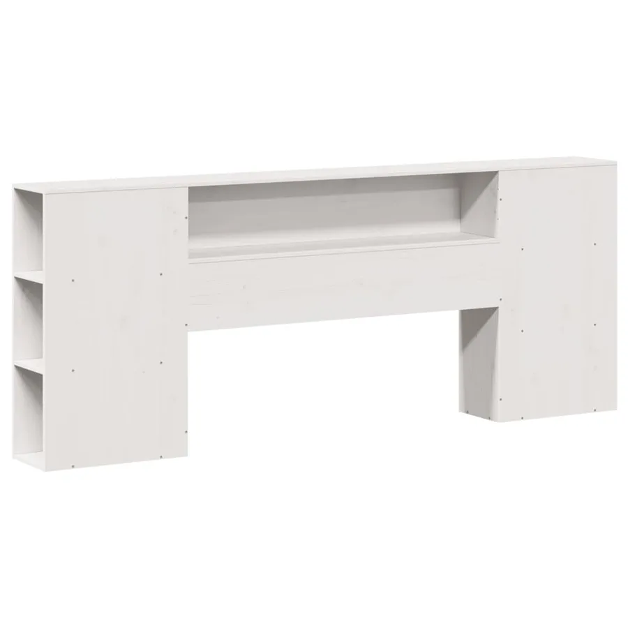 Lit bibliothèque sans matelas blanc 200x200 cm bois pin massif - 7