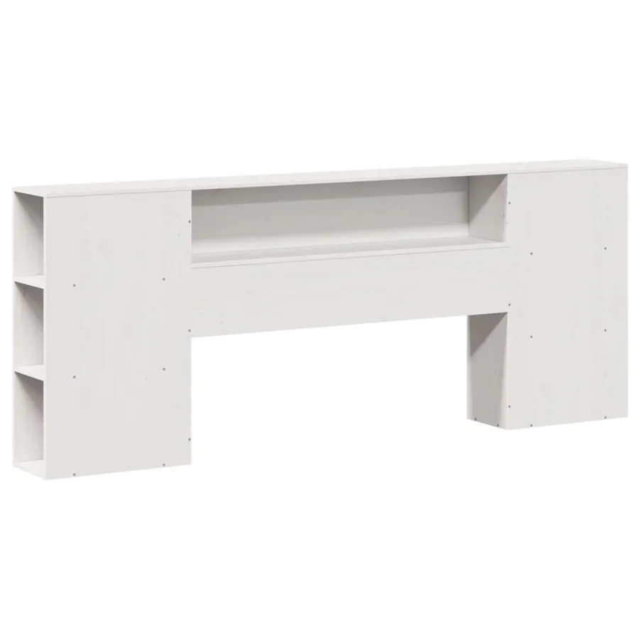 Lit bibliothèque sans matelas blanc 200x200 cm bois pin massif - 7