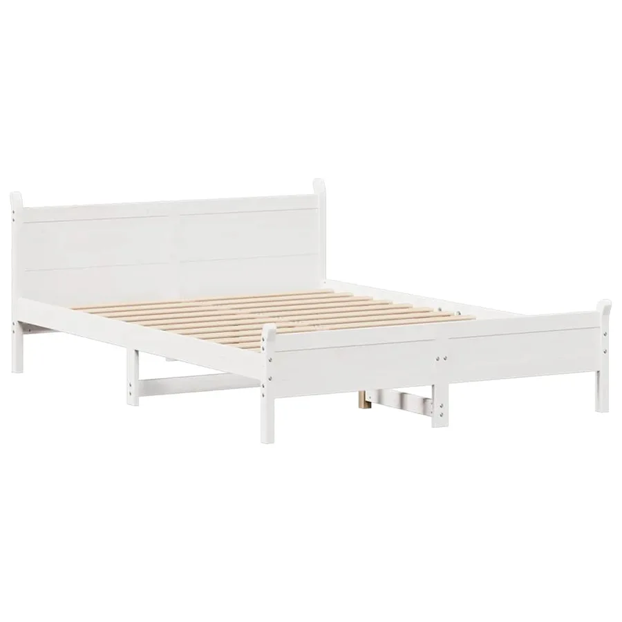 Cadre de lit sans matelas blanc 150x200 cm bois de pin massif - 5