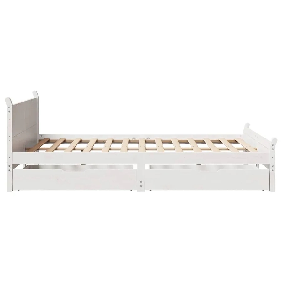 Cadre de lit sans matelas blanc 150x200 cm bois de pin massif - 7