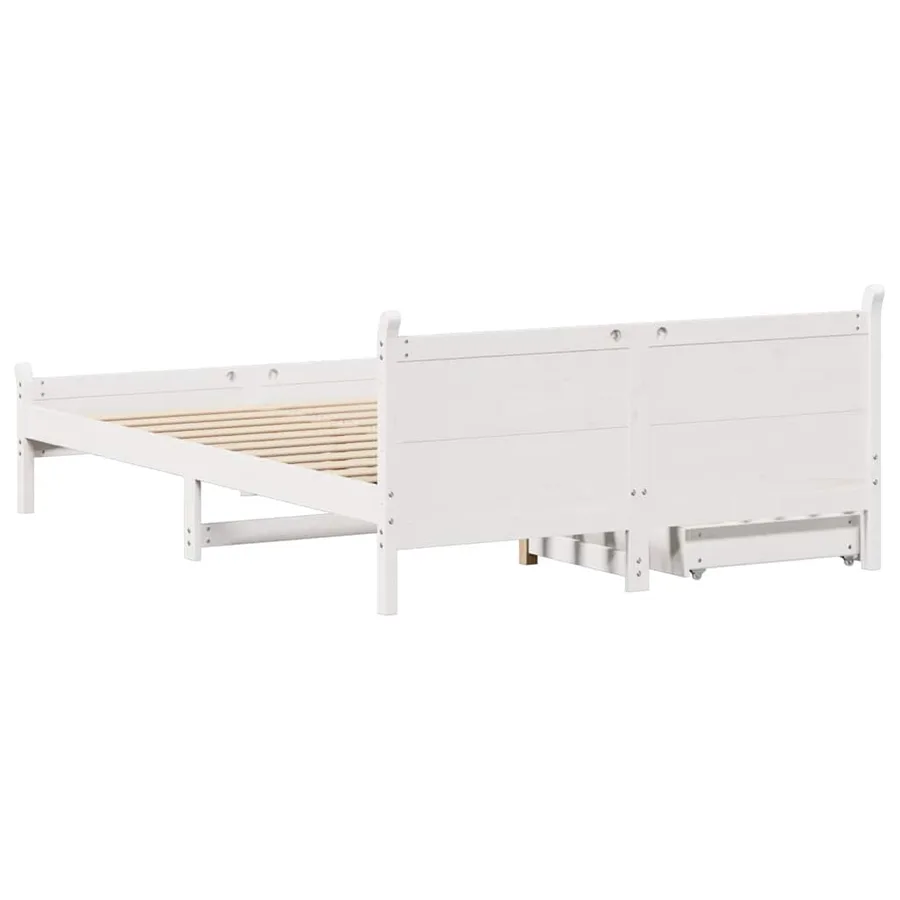 Cadre de lit sans matelas blanc 150x200 cm bois de pin massif - 8